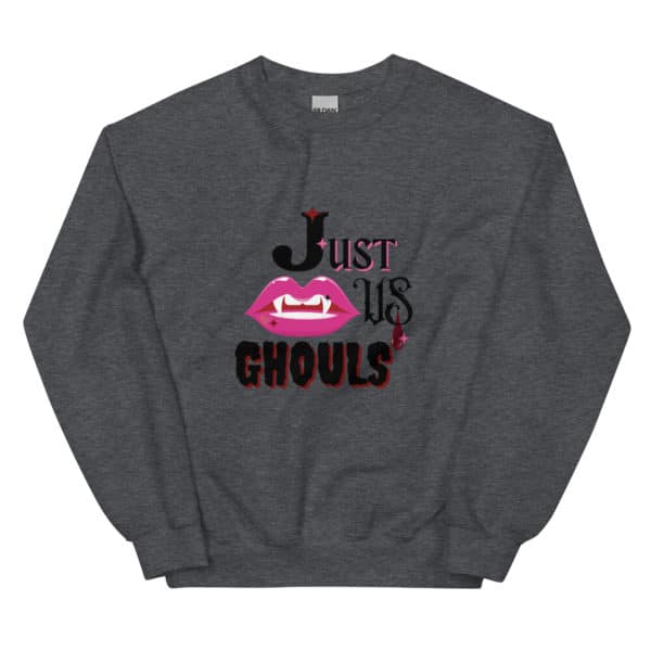 Just Us Ghouls Sweatshirt - Dk. Heather - white bkgd layout