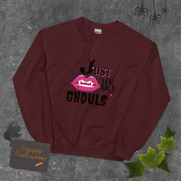 Just Us Ghouls Sweatshirt - Maroon - Halloween layout