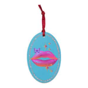 Celebrate Queen Wooden Oval Ornamet - Sky - Front with hanger